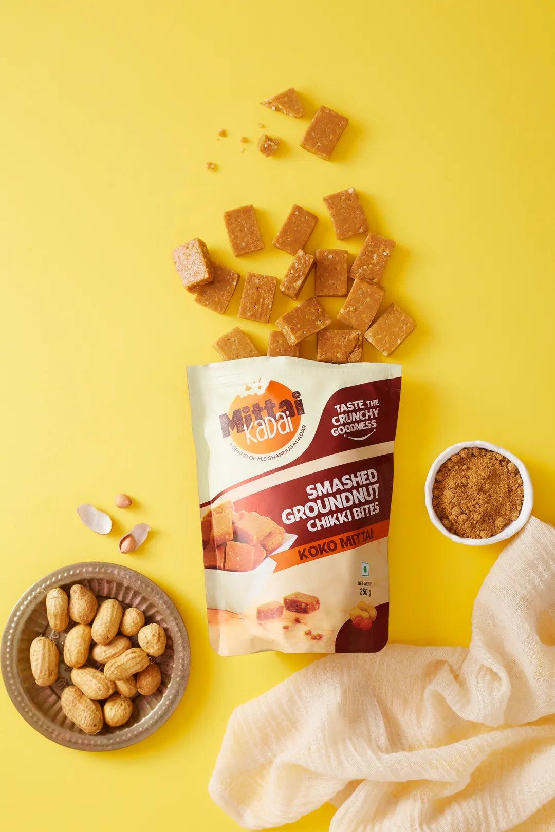 Smashed Peanut Chikki Bites